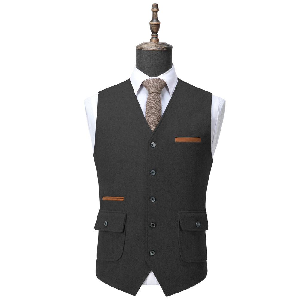 Tiavllya Tiavllya Formal Mens Regular Fit Tweed V Neck Waistcoat