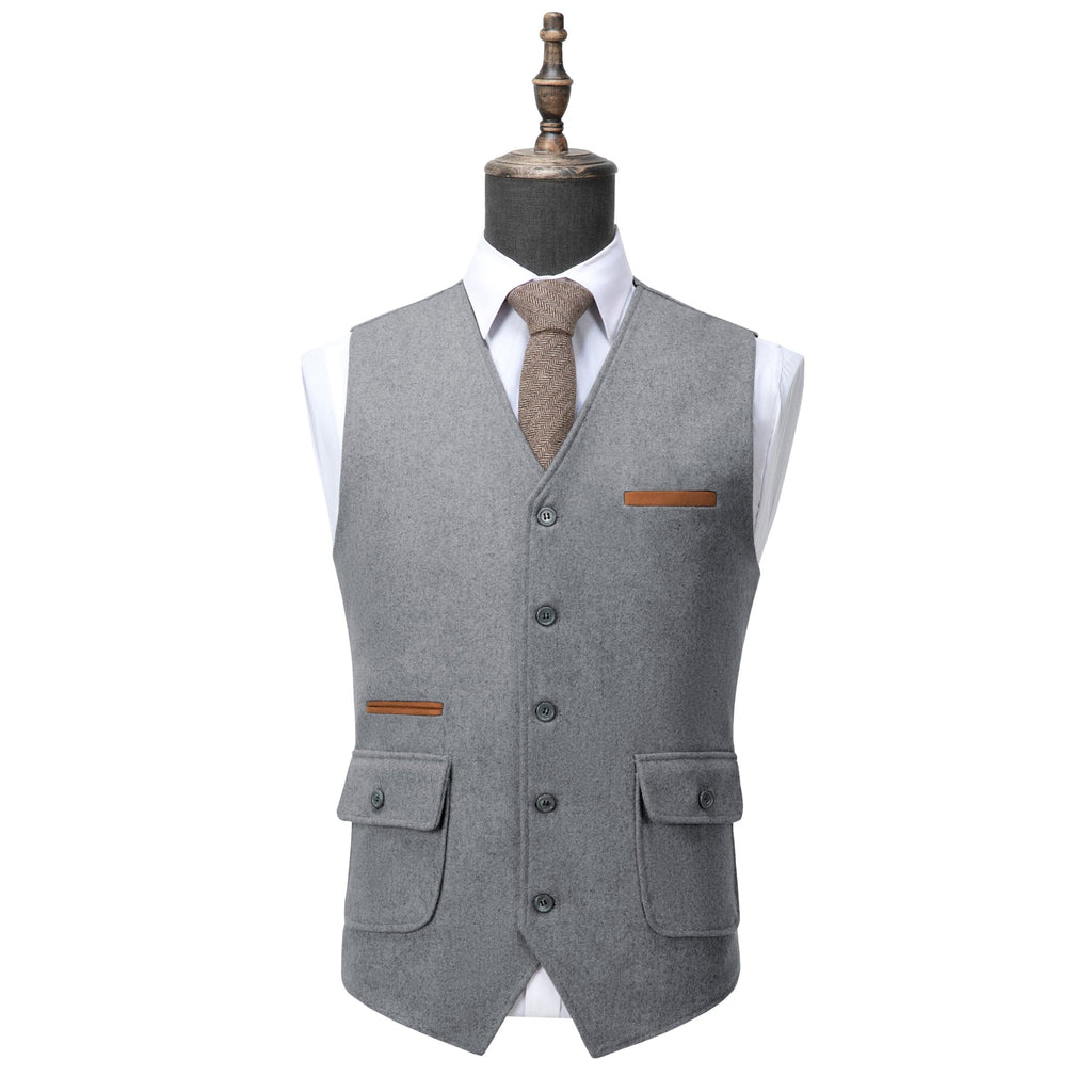 Tiavllya Tiavllya Formal Mens Regular Fit Tweed V Neck Waistcoat