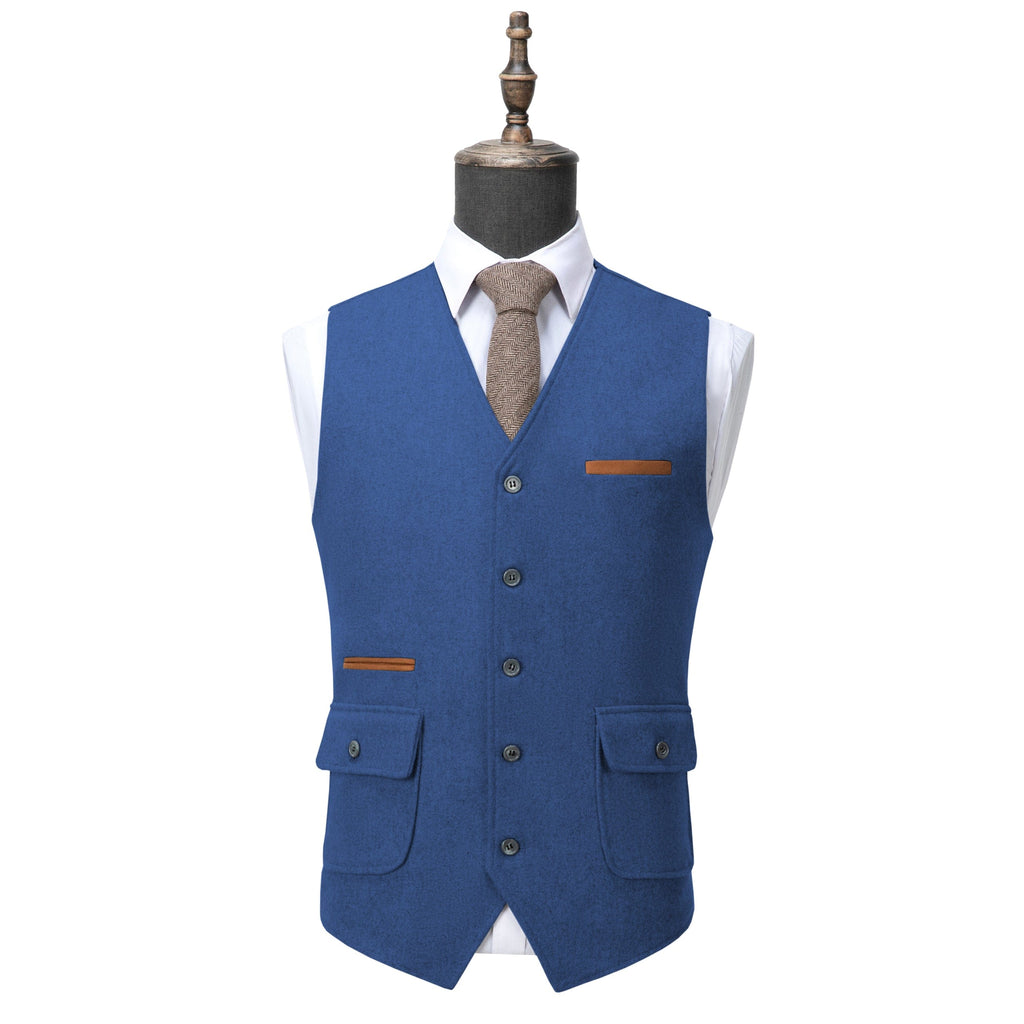 Tiavllya Tiavllya Formal Mens Regular Fit Tweed V Neck Waistcoat