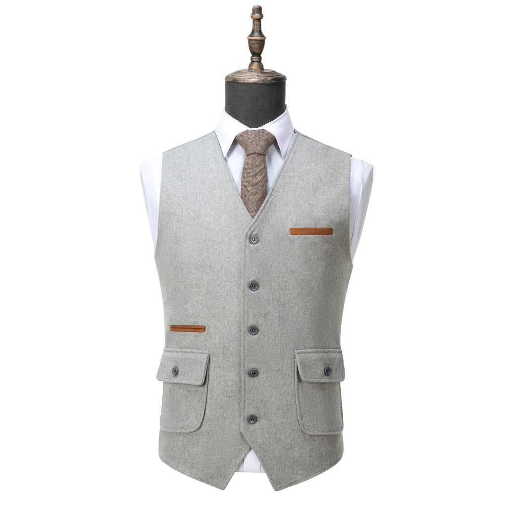 Tiavllya Tiavllya Formal Mens Regular Fit Tweed V Neck Waistcoat