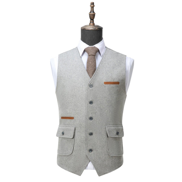 Tiavllya Tiavllya Formal Mens Regular Fit Tweed V Neck Waistcoat