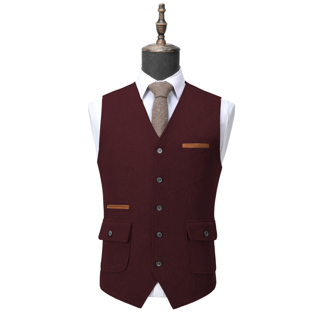 Tiavllya Tiavllya Formal Mens Regular Fit Tweed V Neck Waistcoat