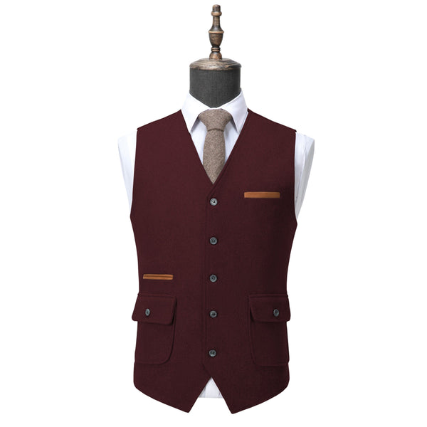 Tiavllya Tiavllya Formal Mens Regular Fit Tweed V Neck Waistcoat