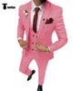 Tiavllya Tiavllya Formal Mens Suit 3 Pieces Plaid Peak Lapel Tuxedos (Blazer+Vest+Pants)