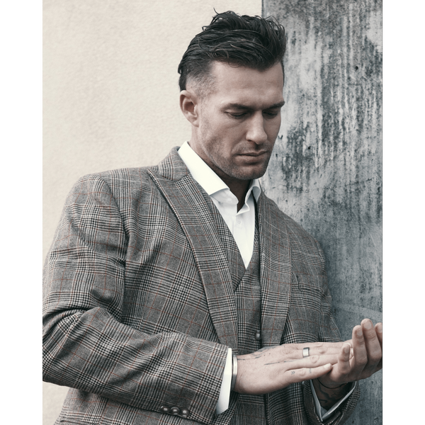 Tiavllya Tiavllya Formal Mens Suit 3 Pieces Plaid Peak Lapel Tuxedos (Blazer+Vest+Pants)