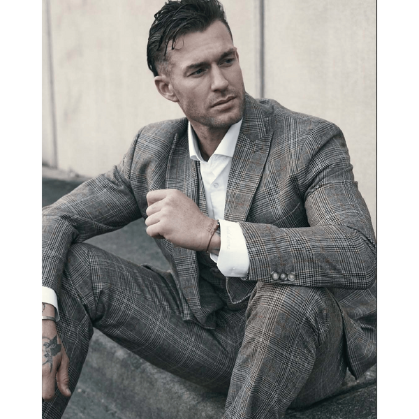 Tiavllya Tiavllya Formal Mens Suit 3 Pieces Plaid Peak Lapel Tuxedos (Blazer+Vest+Pants)