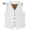 Tiavllya Tiavllya Formal Mens waistcoat Flat Linen V Neck Waistcoat For Wedding