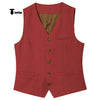 Tiavllya Tiavllya Formal Mens waistcoat Flat Linen V Neck Waistcoat For Wedding