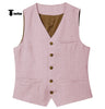 Tiavllya Tiavllya Formal Mens waistcoat Flat Linen V Neck Waistcoat For Wedding