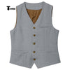 Tiavllya Tiavllya Formal Mens waistcoat Flat Linen V Neck Waistcoat For Wedding