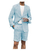 Tiavllya Tiavllya Leisure 2 Piece Men's Suit Flat Linen Notch Lapel Tuxedos (Blazer+Shorts)