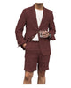 Tiavllya Tiavllya Leisure 2 Piece Men's Suit Flat Linen Notch Lapel Tuxedos (Blazer+Shorts)