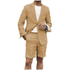 Tiavllya Tiavllya Leisure 2 Piece Men's Suit Flat Linen Notch Lapel Tuxedos (Blazer+Shorts)