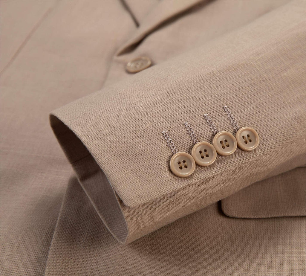 Tiavllya Tiavllya Leisure 2 Piece Men's Suit Flat Linen Notch Lapel Tuxedos (Blazer+Shorts)