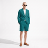 Tiavllya Tiavllya Leisure 2 Piece Men's Suit Flat Linen Notch Lapel Tuxedos (Blazer+Shorts)