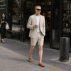 Tiavllya Tiavllya Leisure 2 Piece Men's Suit Flat Linen Notch Lapel Tuxedos (Blazer+Shorts)