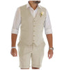 Tiavllya Tiavllya Leisure 2 Piece Men's Suit Flat Linen Notch Lapel Tuxedos (Vest+Shorts)