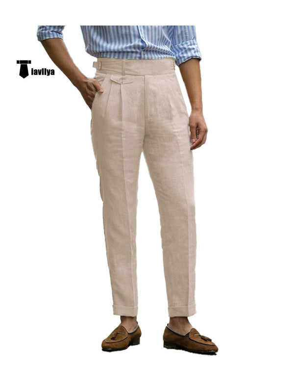 Tiavllya Tiavllya Leisure Men's Suit Pants Cotton Linen Trousers For Wedding