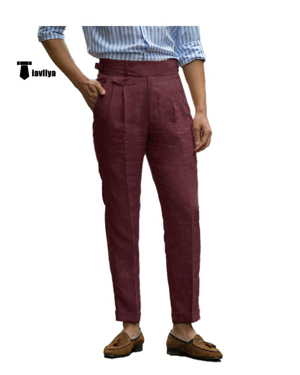Tiavllya Tiavllya Leisure Men's Suit Pants Cotton Linen Trousers For Wedding