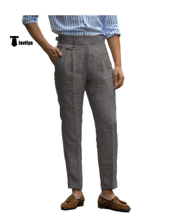 Tiavllya Tiavllya Leisure Men's Suit Pants Cotton Linen Trousers For Wedding