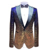 Tiavllya Tiavllya Men Fashion Gradual Change Color Sequins Tuxedos Suit Peak Lapel Blazer
