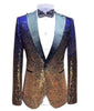 Tiavllya Tiavllya Men Fashion Gradual Change Color Sequins Tuxedos Suit Peak Lapel Blazer