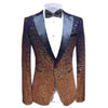 Tiavllya Tiavllya Men Fashion Gradual Change Color Sequins Tuxedos Suit Peak Lapel Blazer