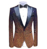 Tiavllya Tiavllya Men Fashion Gradual Change Color Sequins Tuxedos Suit Peak Lapel Blazer