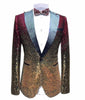 Tiavllya Tiavllya Men Fashion Gradual Change Color Sequins Tuxedos Suit Peak Lapel Blazer