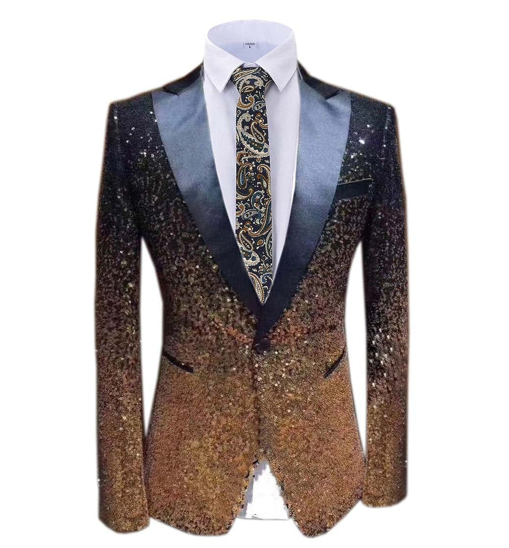 Tiavllya Tiavllya Men Fashion Gradual Change Color Sequins Tuxedos Suit Peak Lapel Blazer