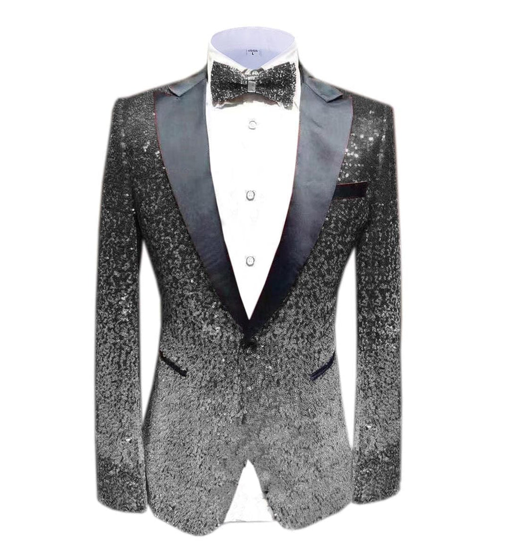 Tiavllya Tiavllya Men Fashion Gradual Change Color Sequins Tuxedos Suit Peak Lapel Blazer