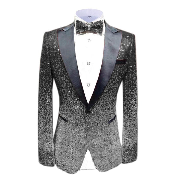 Tiavllya Tiavllya Men Fashion Gradual Change Color Sequins Tuxedos Suit Peak Lapel Blazer