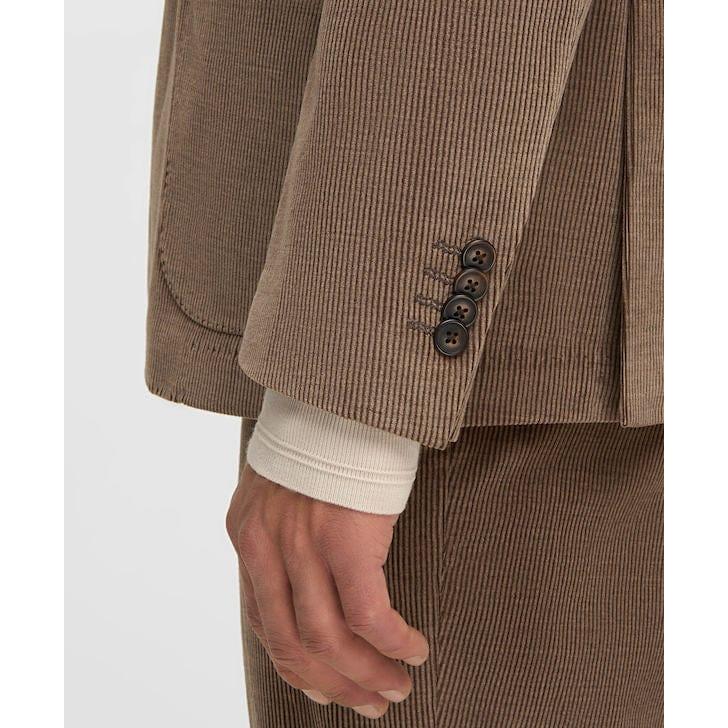 Tiavllya Tiavllya Men's 2 Piece Vintage Corduroy Notch Lapel Jacket Suit Sports Coat Set (Blazer + Pant)