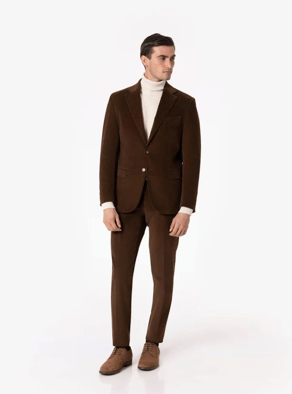 Tiavllya Tiavllya Men's 2 Piece Vintage Corduroy Notch Lapel Jacket Suit Sports Coat Set (Blazer + Pant)