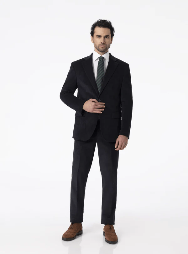 Tiavllya Tiavllya Men's 2 Piece Vintage Corduroy Notch Lapel Jacket Suit Sports Coat Set (Blazer + Pant)