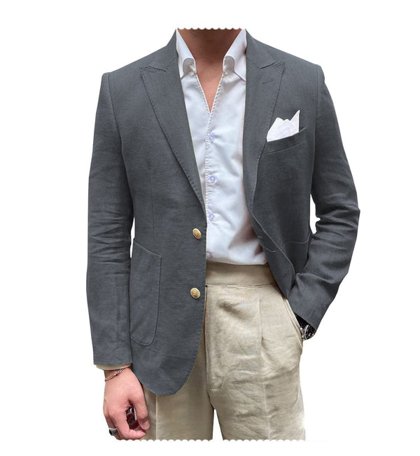 Tiavllya Tiavllya Men's 2 Pieces Mens Blazer Peak Lapel Linen For Wedding