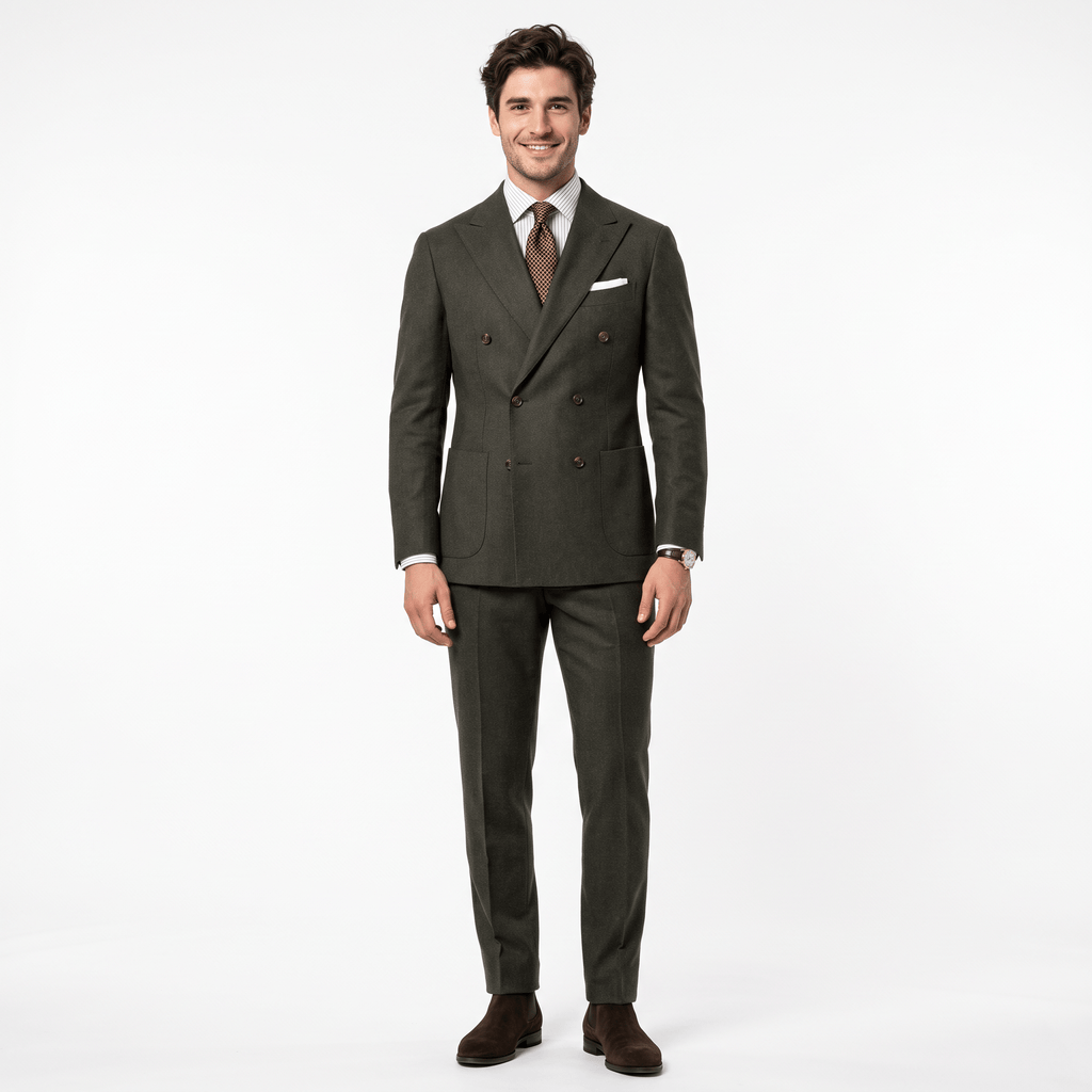 Tiavllya Tiavllya Men's Casual 2 Pieces Mens Suit Classic Tweed Peak Lapel Tuxedos (Blazer+Pants)