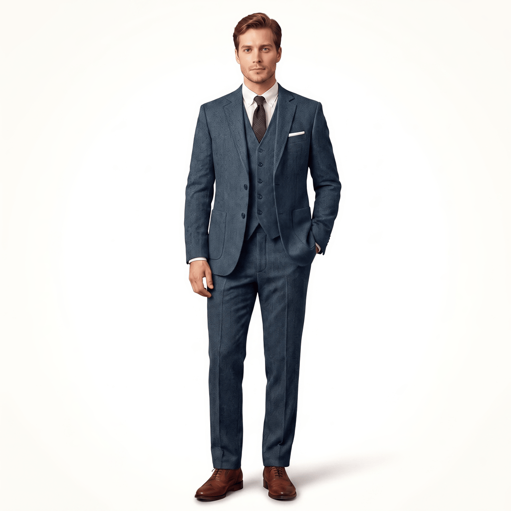 Tiavllya Tiavllya Men's Casual 3 Pieces Mens Suit Classic Tweed Notch Lapel Tuxedos (Blazer+vest+Pants)