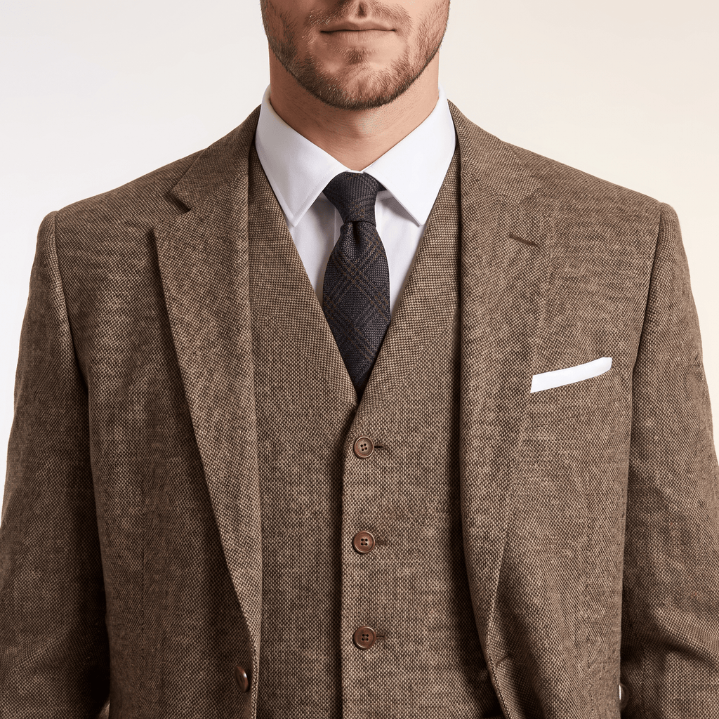 Tiavllya Tiavllya Men's Casual 3 Pieces Mens Suit Classic Tweed Notch Lapel Tuxedos (Blazer+vest+Pants)