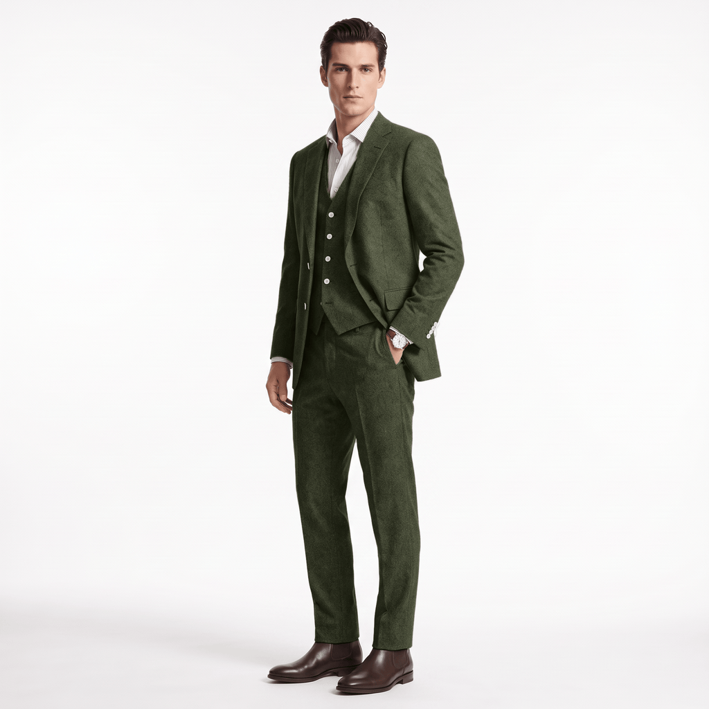 Tiavllya Tiavllya Men's Casual 3 Pieces Mens Suit Classic Tweed Notch Lapel Tuxedos (Blazer+vest+Pants)