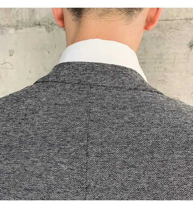 Tiavllya Tiavllya Men's Casual 3 Pieces Mens Suit Herringbone Tweed Tuxedos (Blazer+vest+Pants)