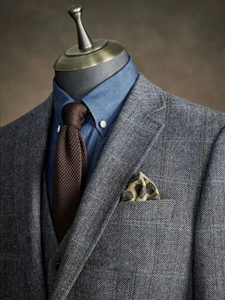 Tiavllya Tiavllya Men's Casual 3 Pieces Mens Suit Plaid Herringbone Tuxedos (Blazer+vest+Pants)