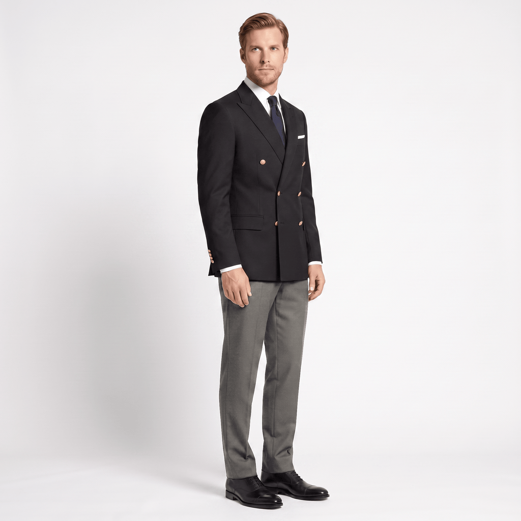 Tiavllya Tiavllya Men's Casual Black Slim-fit Double Button Peak Lapel Men's Jacket