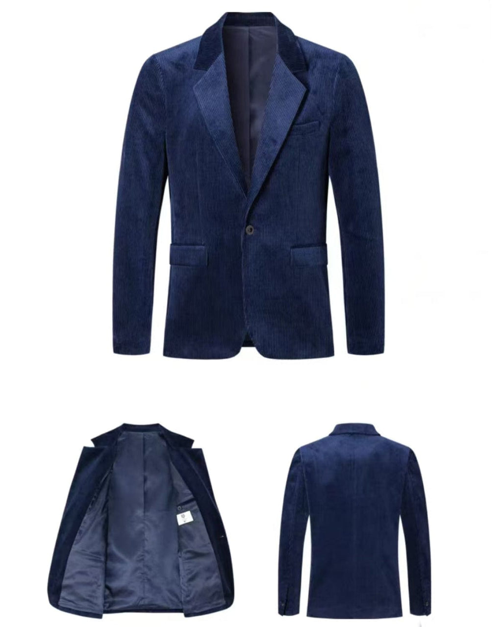 Tiavllya Tiavllya Men's Casual Corduroy Suit Retro Slim Fit Notch Lapel Sports Jacket