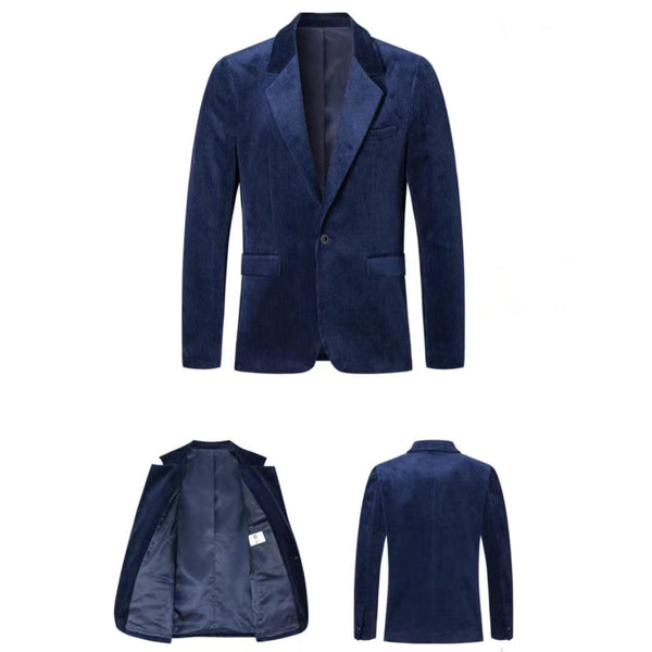 Tiavllya Tiavllya Men's Casual Corduroy Suit Retro Slim Fit Notch Lapel Sports Jacket