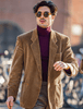 Tiavllya Tiavllya Men's Casual Corduroy Suit Retro Slim Fit Notch Lapel Sports Jacket