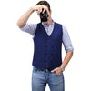 Tiavllya Tiavllya Men's Casual Double Breasted Tweed Herringbone V Neck Waistcoat