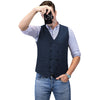 Tiavllya Tiavllya Men's Casual Double Breasted Tweed Herringbone V Neck Waistcoat