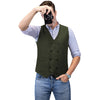 Tiavllya Tiavllya Men's Casual Double Breasted Tweed Herringbone V Neck Waistcoat