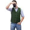 Tiavllya Tiavllya Men's Casual Double Breasted Tweed Herringbone V Neck Waistcoat